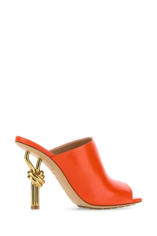 BOTTEGA VENETA | Orange nappa leather Knot mules
