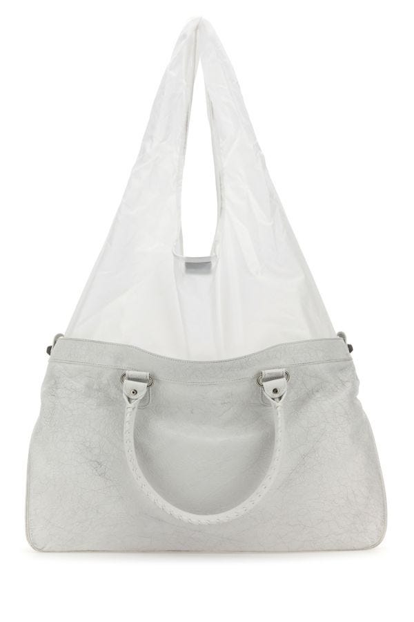 BALENCIAGA | White leather Neo Cagole XL Plus shopping bag