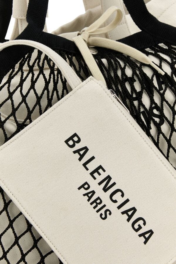 BALENCIAGA | Two-tone canvas and mesh medium 24/7 shopping bag