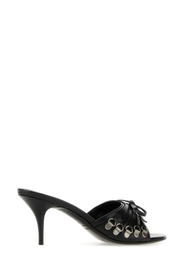 BALENCIAGA | Black leather Cagole mules