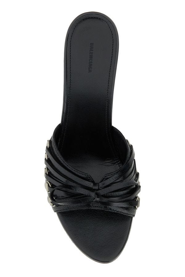 BALENCIAGA | Black leather Cagole mules