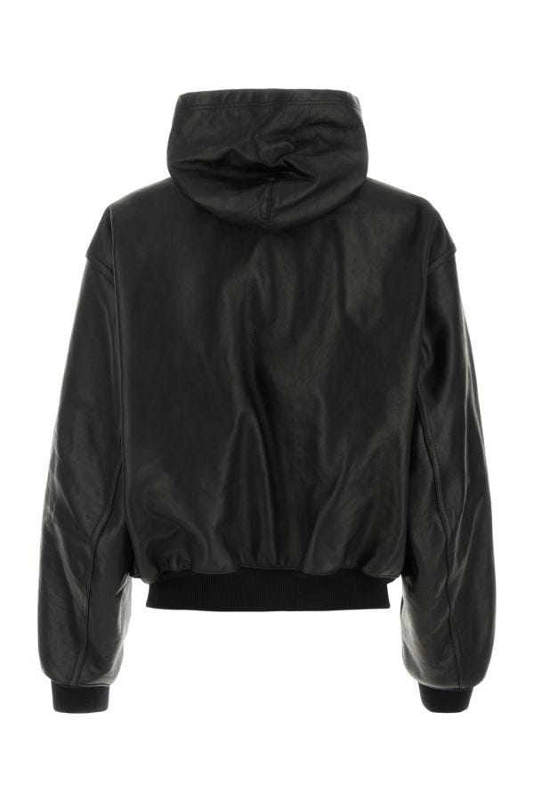 BALENCIAGA | Black leather oversize jacket