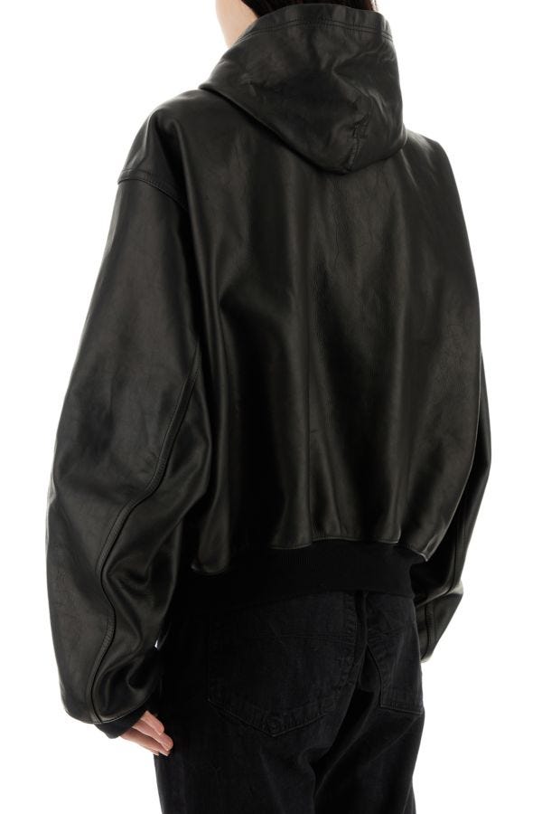 BALENCIAGA | Black leather oversize jacket