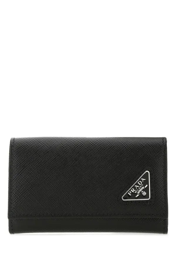 PRADA｜ブラックレザーキーホルダーケース