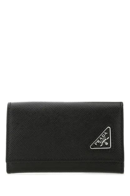 PRADA｜ブラックレザーキーホルダーケース