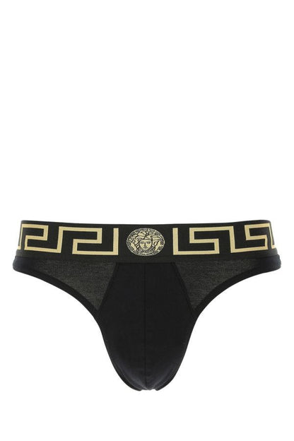 VERSACE | Black stretch cotton thong