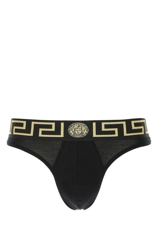 VERSACE | Black stretch cotton thong