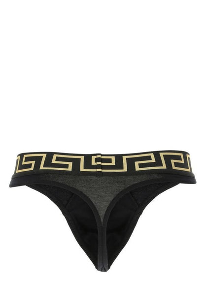 VERSACE | Black stretch cotton thong