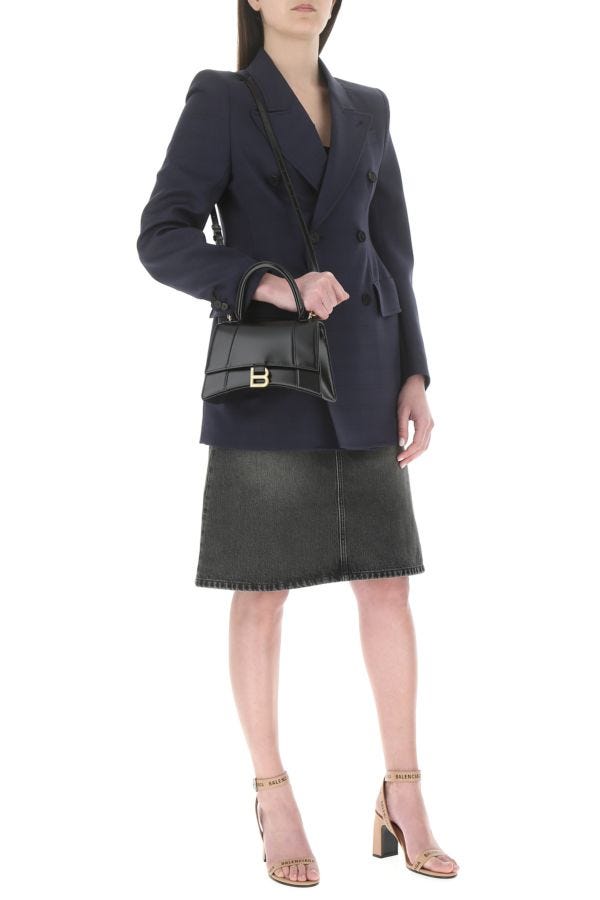 BALENCIAGA | Black leather small Hourglass handbag