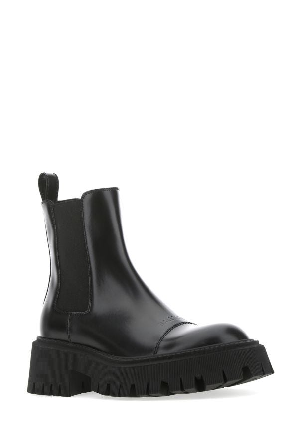BALENCIAGA | Black leather Tractor ankle boots