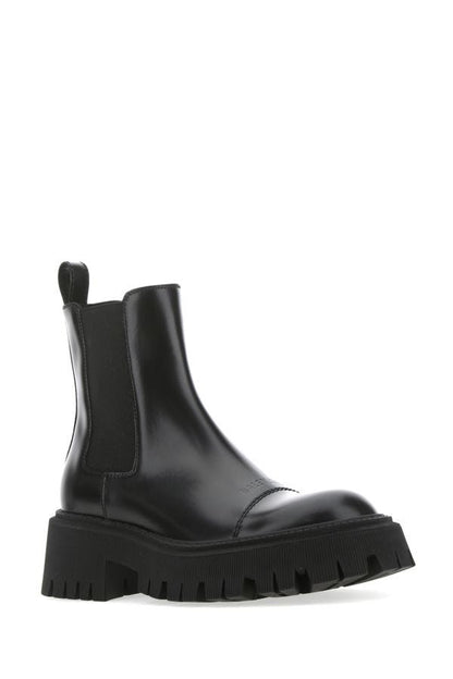 BALENCIAGA | Black leather Tractor ankle boots