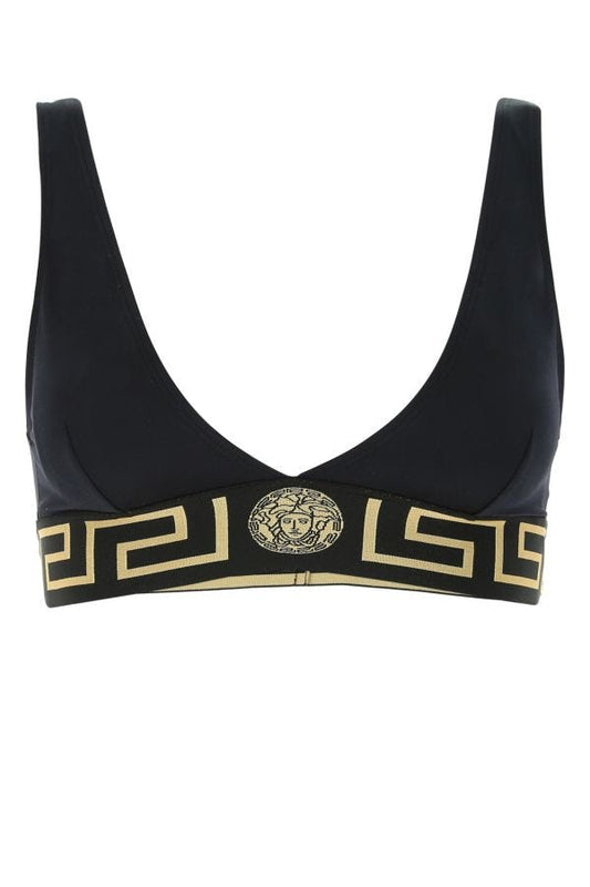 VERSACE | Black stretch nylon bikini top