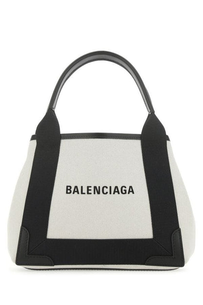 BALENCIAGA | Two-tone canvas small Cobas Navy handbag