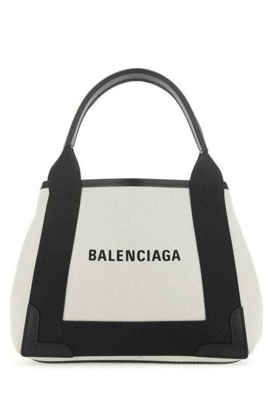 BALENCIAGA | Two-tone canvas small Cobas Navy handbag