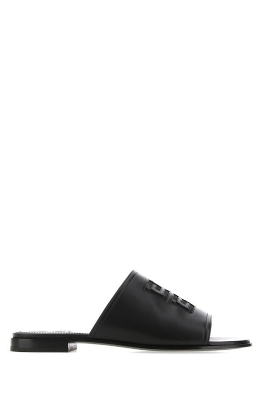 GIVENCHY | Black nappa leather 4G slippers