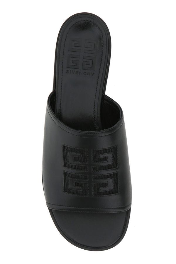 GIVENCHY | Black nappa leather 4G slippers