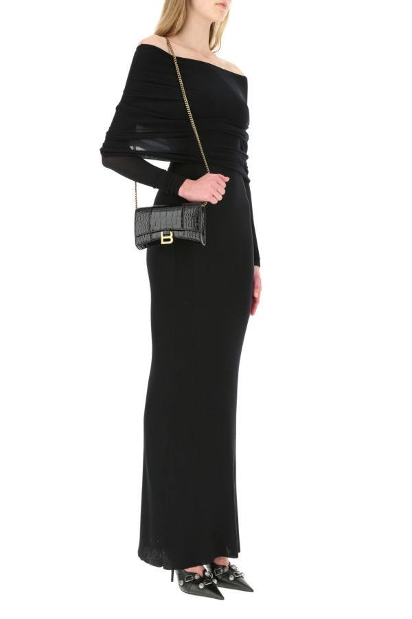 BALENCIAGA | Black leather Hourglass clutch