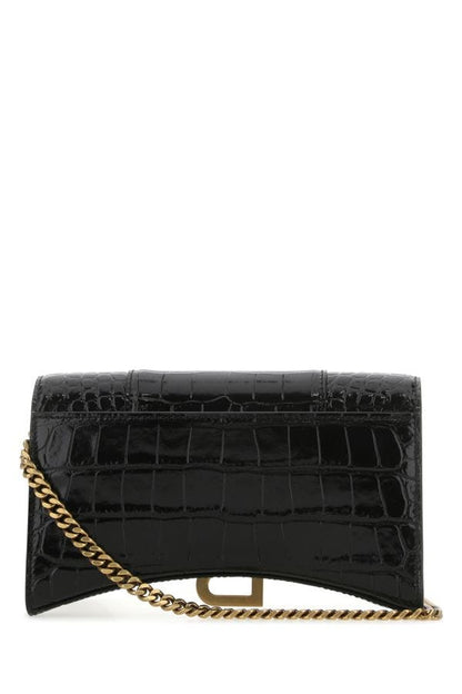 BALENCIAGA | Black leather Hourglass clutch