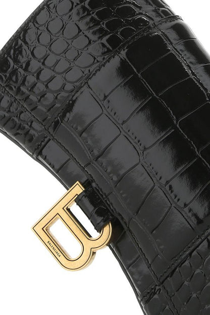 BALENCIAGA | Black leather Hourglass clutch
