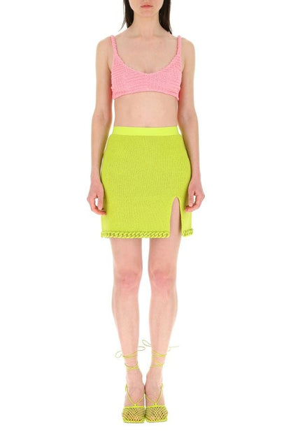 BOTTEGA VENETA | Acid green wool mini skirt