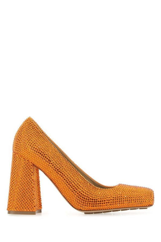 BOTTEGA VENETA | Orange leather and rhinestones Tower pumps