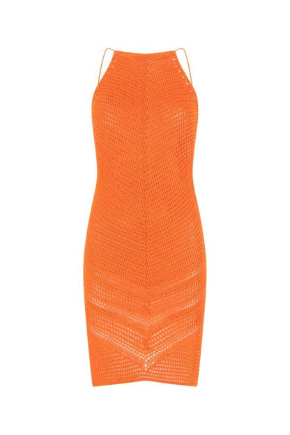 BOTTEGA VENETA | Orange crochet dress