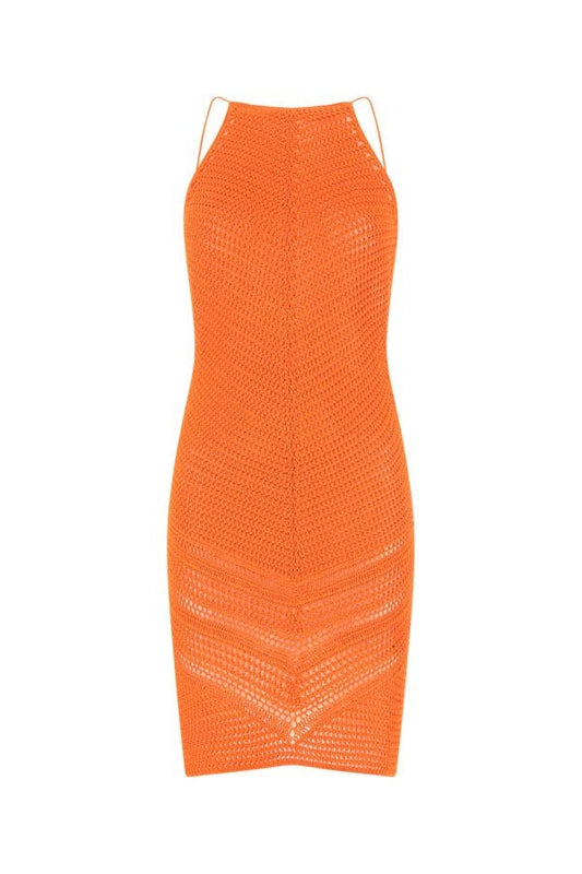BOTTEGA VENETA | Orange crochet dress