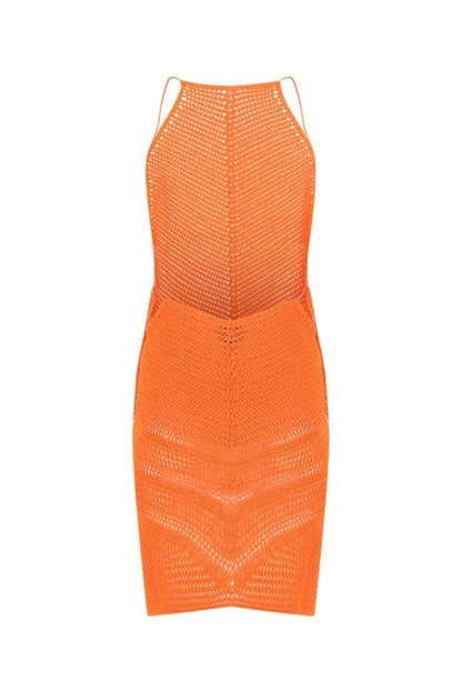 BOTTEGA VENETA | Orange crochet dress