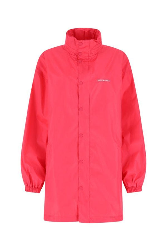 BALENCIAGA | Fluo pink polyester oversize raincoat