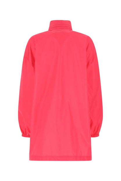 BALENCIAGA | Fluo pink polyester oversize raincoat