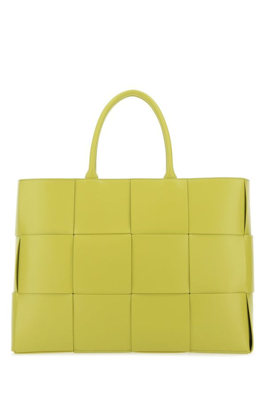 BOTTEGA VENETA | Acid green leather large Arco shopping bag
