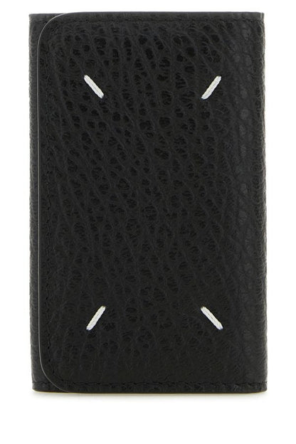 MAISON MARGIELA | Black leather Four Stitches keyring case