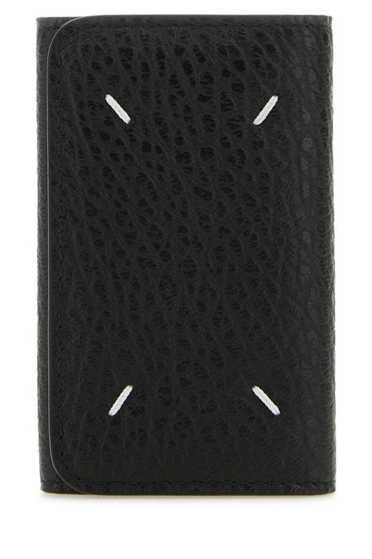 MAISON MARGIELA | Black leather Four Stitches keyring case