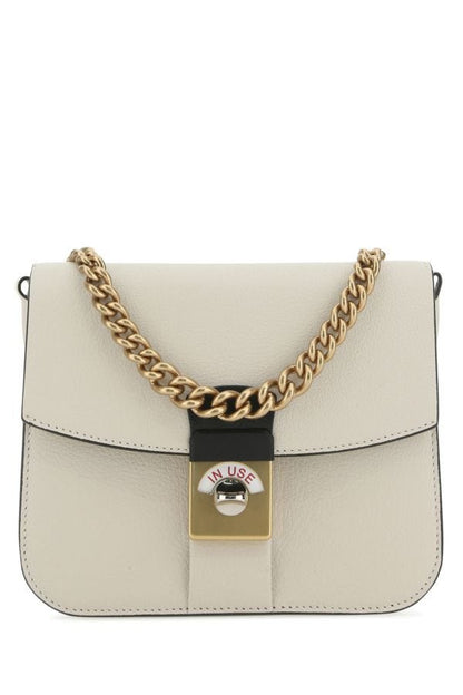 MAISON MARGIELA | Two-tone leather and cotton New Lock Square handbag