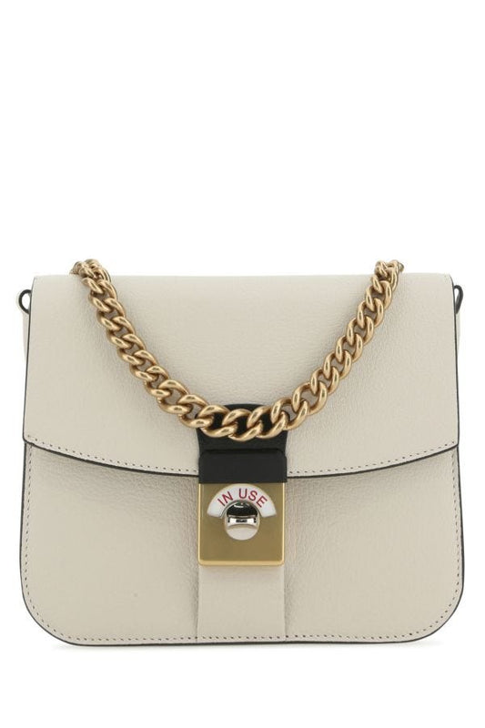 MAISON MARGIELA | Two-tone leather and cotton New Lock Square handbag