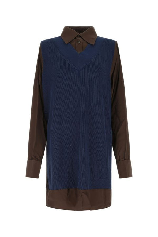 MAISON MARGIELA | Two-tone viscose blend and cotton oversize shirt