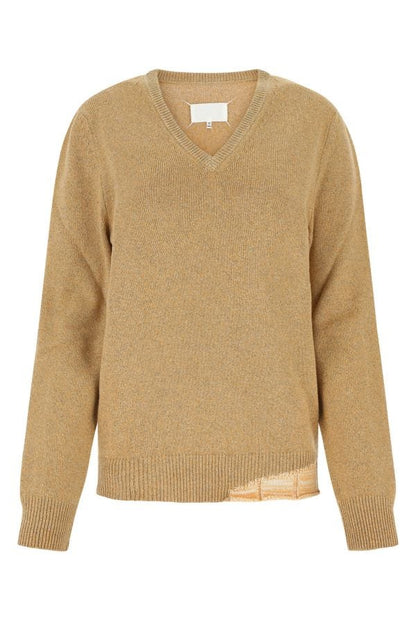 MAISON MARGIELA | Melange mustard wool blend oversize sweater