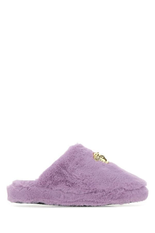 VERSACE | Lilac eco fur slippers