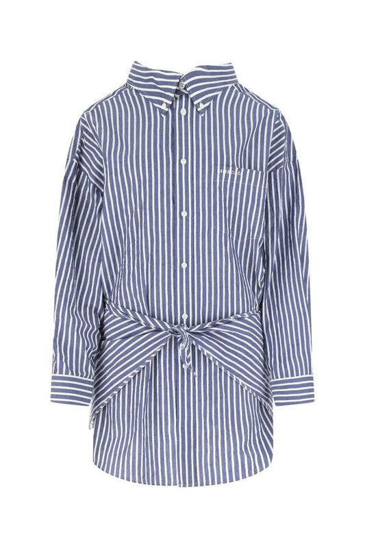 BALENCIAGA | Embroidered poplin oversize Knotted shirt