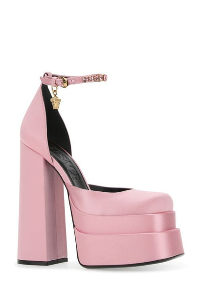 VERSACE | Pink satin Medusa Aevitas pumps