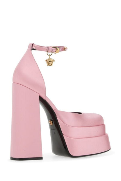 VERSACE | Pink satin Medusa Aevitas pumps