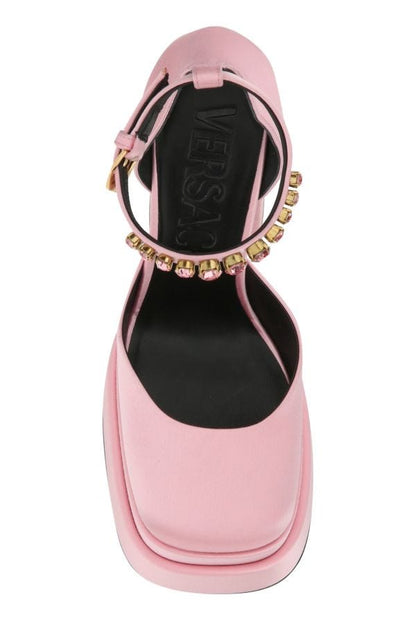 VERSACE | Pink satin Medusa Aevitas pumps