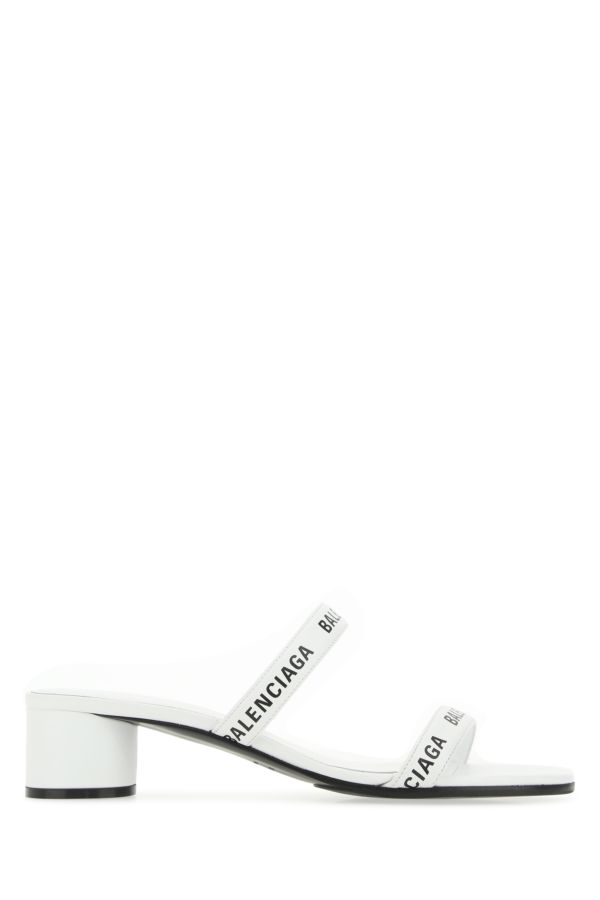 BALENCIAGA | White leather mules