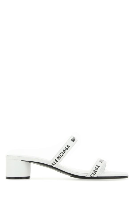 BALENCIAGA | White leather mules