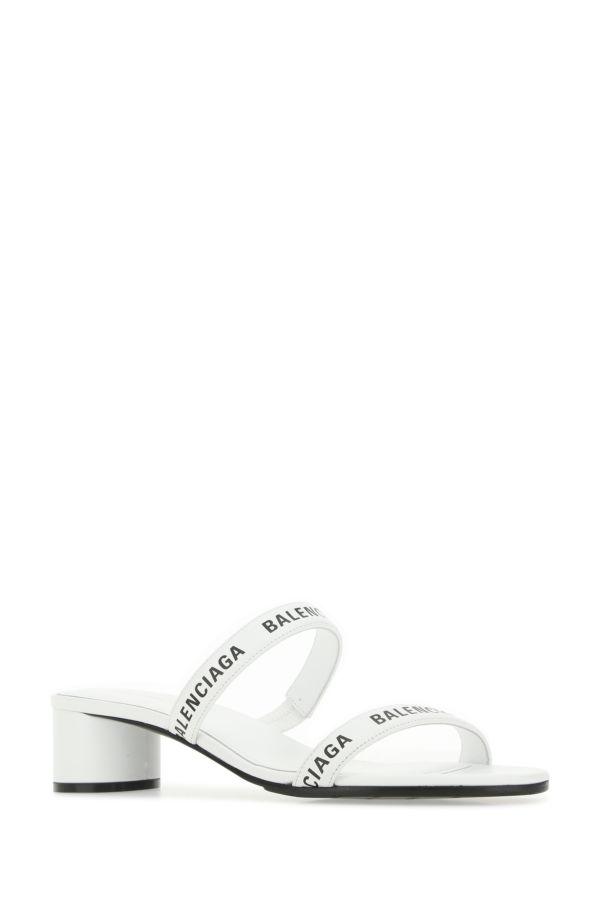 BALENCIAGA | White leather mules