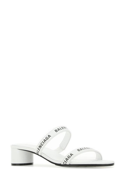 BALENCIAGA | White leather mules