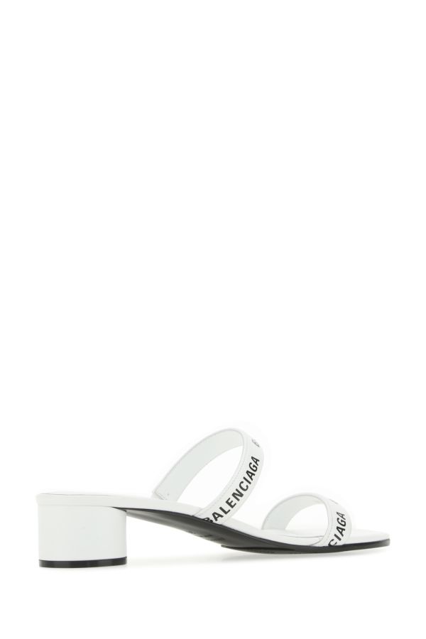 BALENCIAGA | White leather mules