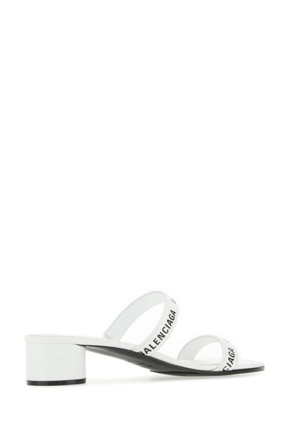BALENCIAGA | White leather mules