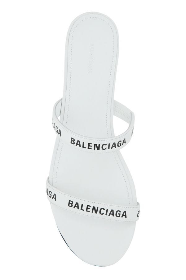 BALENCIAGA | White leather mules