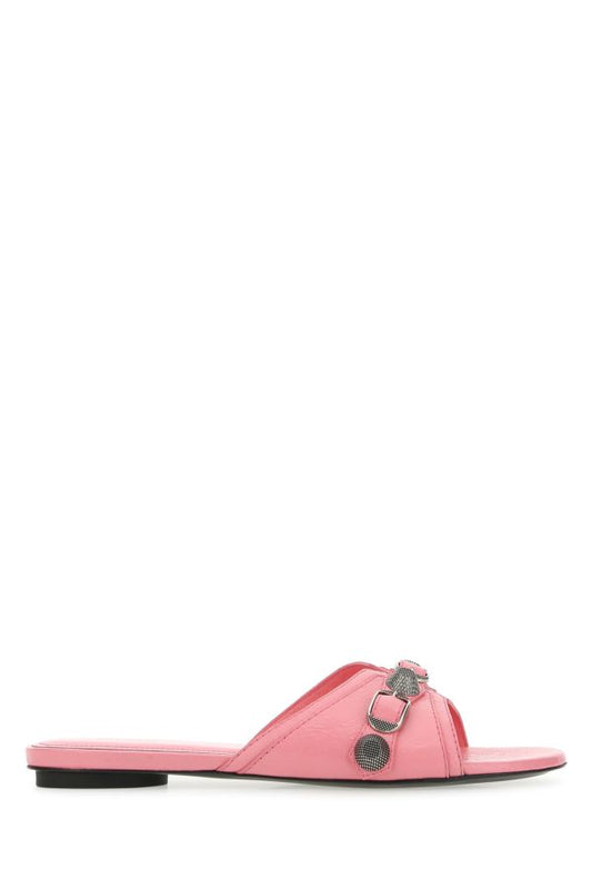 BALENCIAGA | Pink leather Cagole slippers